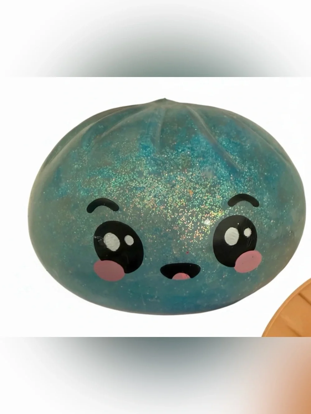 Large Blue Glitter Squishy Dumpling Sensory Toy